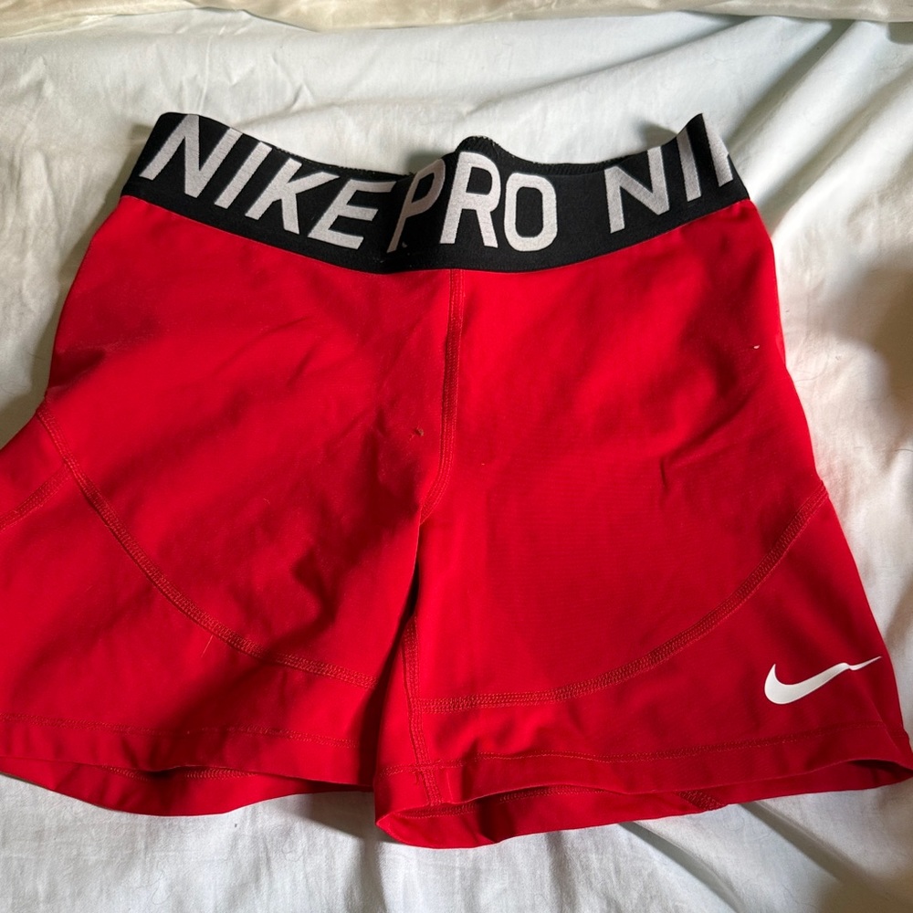 Nike Red Pro Shorts with Black Waistband